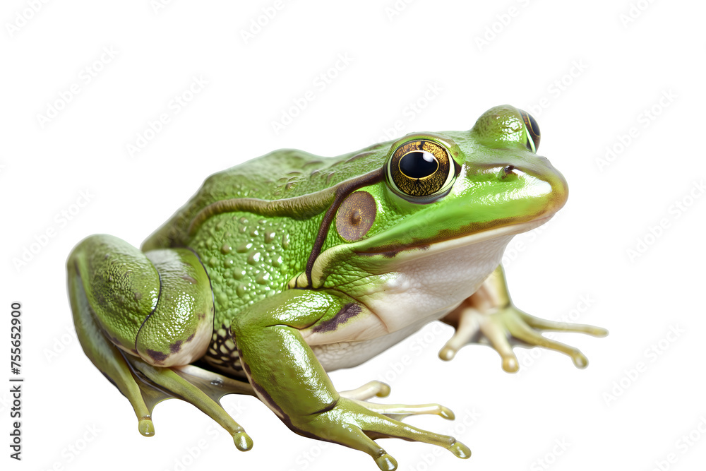 Close-up Image of a Green Frog on a White Background Close-up Image of a Green Frog on a White Background