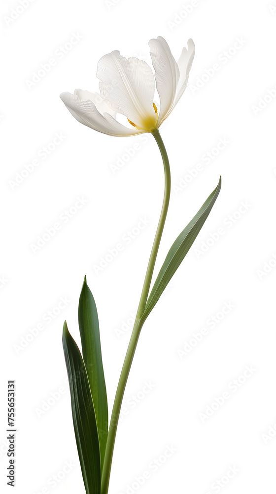 Naklejka premium Elegant White Tulip in Full Bloom