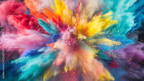 Vibrant Color Explosion in Hues of Blue, Yellow, and Pink