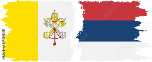 Serbia and Vatican grunge flags connection vector
