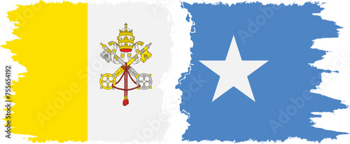 Somalia and Vatican grunge flags connection vector