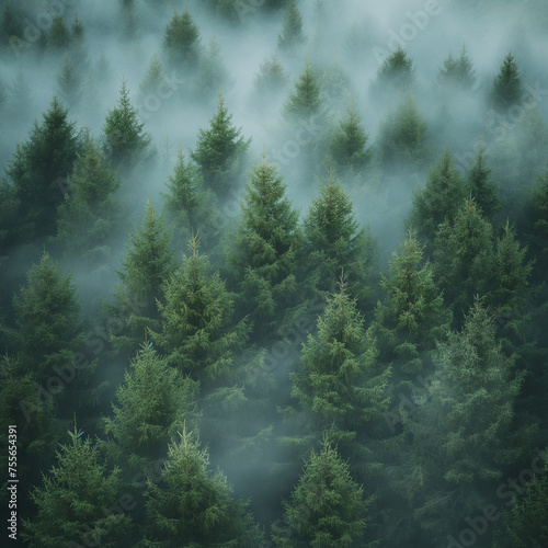 Misty Forest Atmospheric Nature Background, ai technology