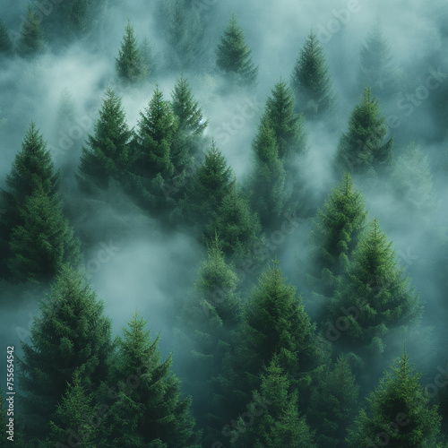 Misty Forest Atmospheric Nature Background, ai technology