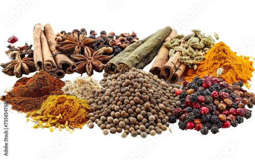 Authentic Saudi Arabian Spice Collection On Transparent Background.