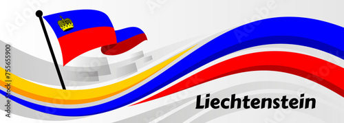 Liechtenstein flag banners with hand raised

