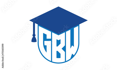 GBW initial letter academic logo design vector template. school college logo, university logo, graduation cap logo, institute logo, educational logo, library logo, teaching logo, book shop, varsity	
 photo