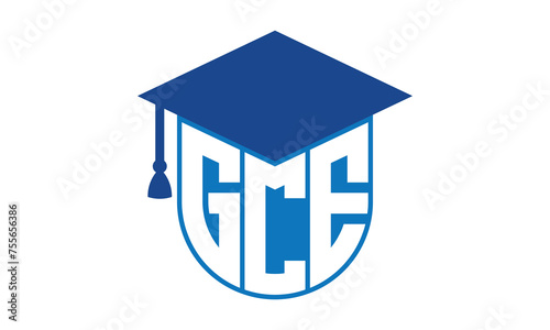 GCE initial letter academic logo design vector template. school college logo, university logo, graduation cap logo, institute logo, educational logo, library logo, teaching logo, book shop, varsity	
