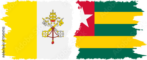Togolese Republic and Vatican grunge flags connection vector