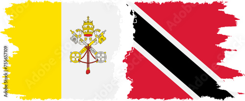 Trinidad and Tobago and Vatican grunge flags connection vector