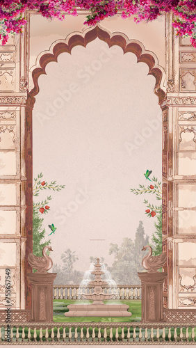 Obraz na plátně arch design invitation indian wedding card template