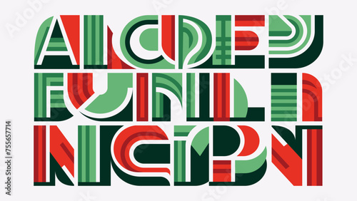 Vibrant abstract typography art with bold green and red letters, ideal for modern background designs