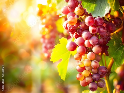 Italian vineyard at sunset grapes for wine picturesque countryside