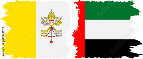 United Arab Emirates and Vatican grunge flags connection vector