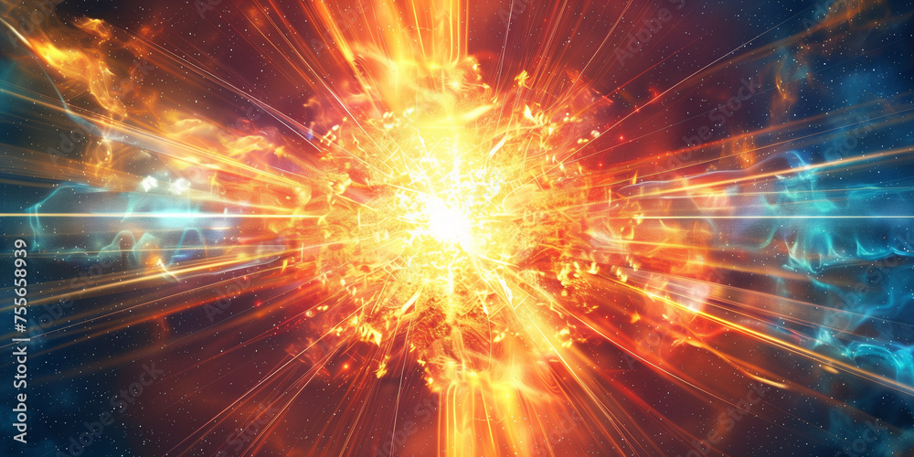 illustration of laser beams in space, abstract colorful background. Created with Generative AI illustration of laser beams in space, abstract colorful background. Created with Generative AI