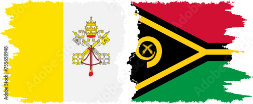 Vanuatu and Vatican grunge flags connection vector