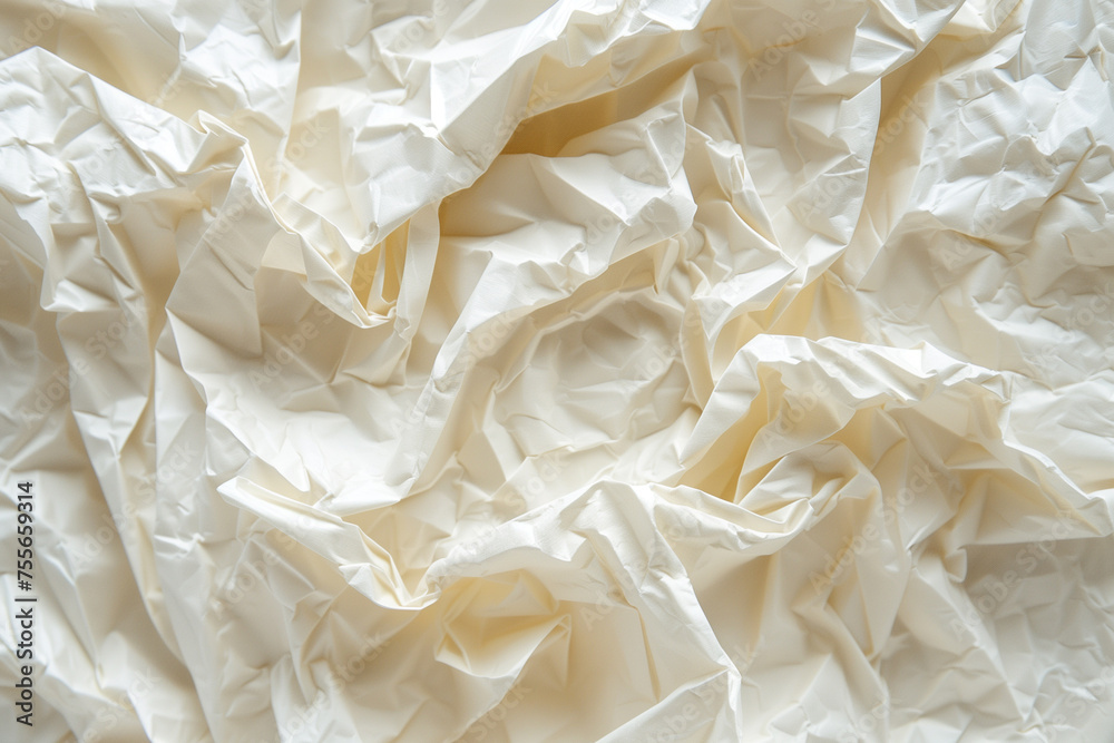 illustration of white crumpled paper texture background. Created with Generative AI illustration of white crumpled paper texture background. Created with Generative AI