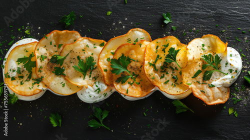 Potato Chips with Sour Cream and Parsley