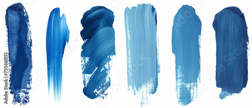 Pincelada de tinta azul isolada no fundo branco