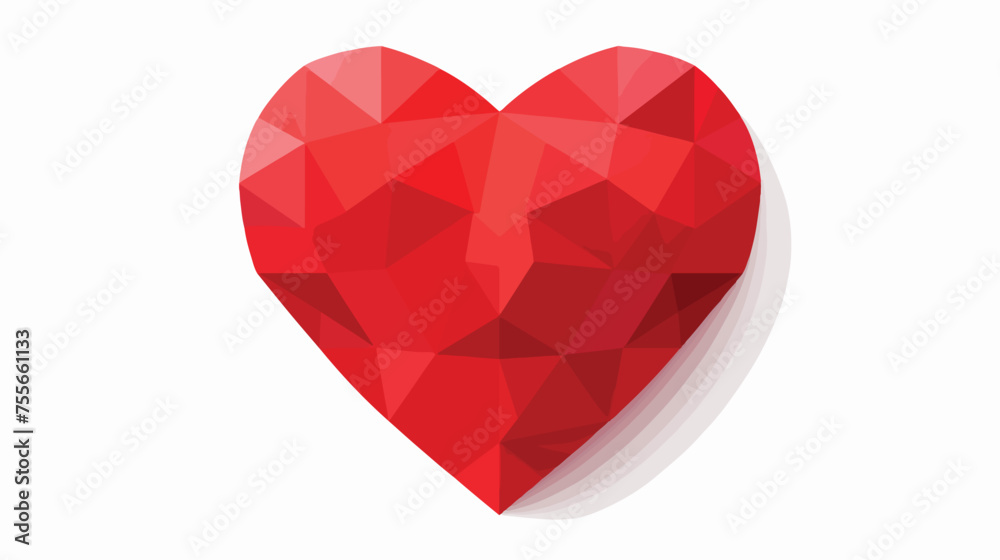 Red heart isolated on white background. Geometric 