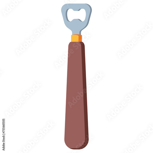 Beer bottle opener vector cartoon illustration isolated on a white background.