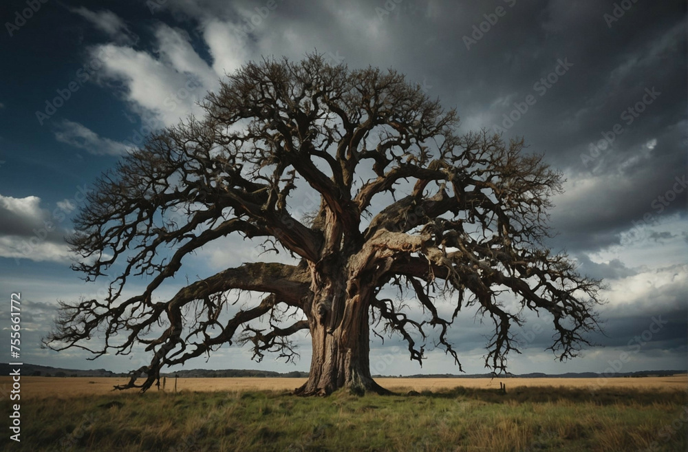 Majestic Tree Standing Tall in Open Field