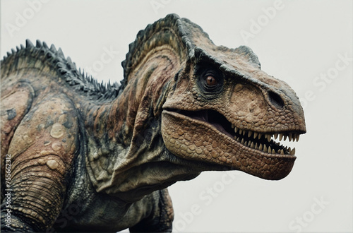 Close Up of Dinosaur With Mouth Open, white background © @uniturehd