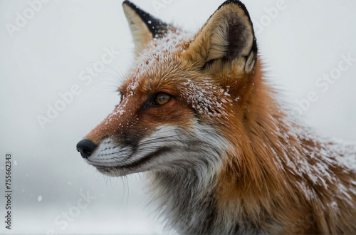Fox in Snow Close-Up
