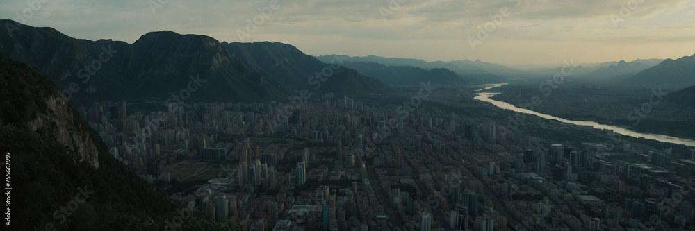 Fototapeta premium Aerial View of City and River