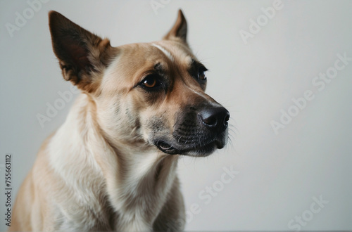 Close Up of Dog on White Background