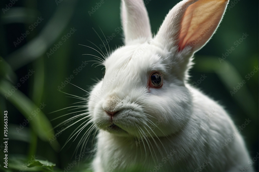 Close Up of a White Rabbit in a Field Close Up of a White Rabbit in a Field