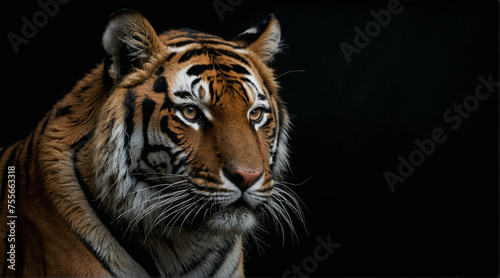 Close Up of a Tiger on a Black Background