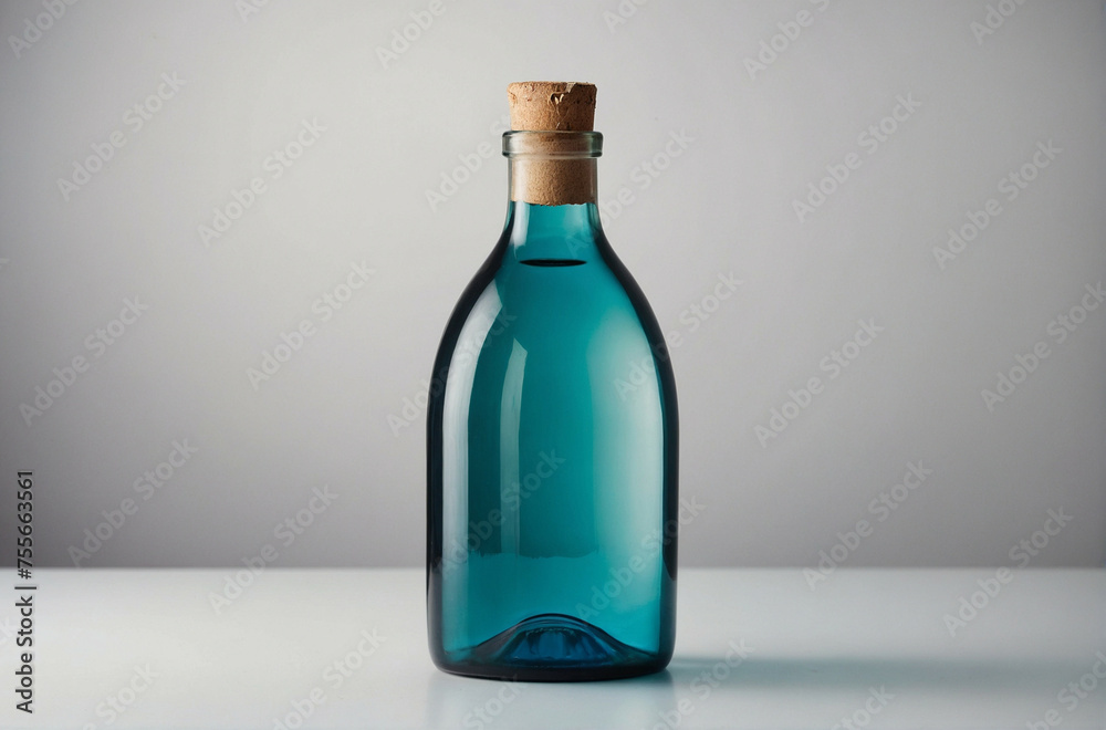 Blue Bottle With Cork on Table Blue Bottle With Cork on Table