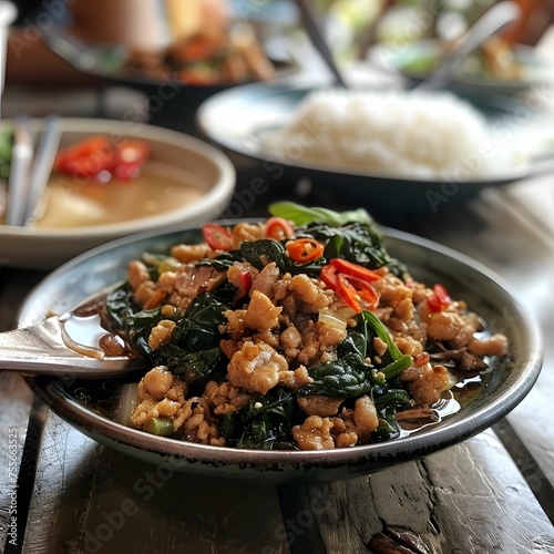 Pad Kra Pao minced pork or chicken with holy basil