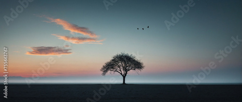 Lone Tree Standing in Field photo