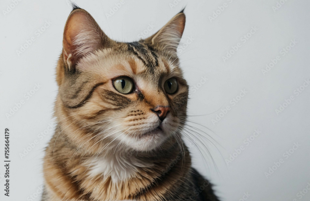 Close-Up of Cat on White Background