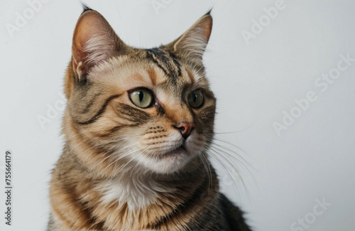 Close-Up of Cat on White Background
