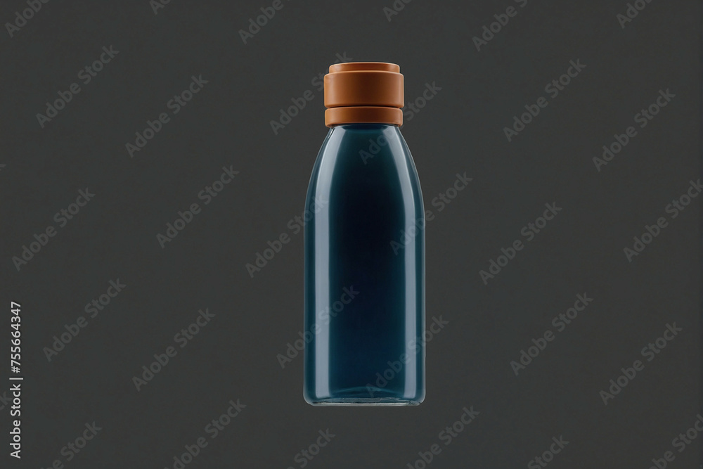 Blue Glass Bottle With Brown Cap