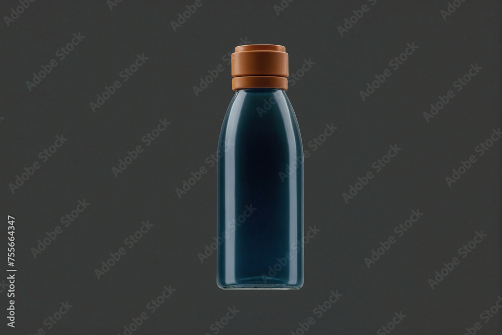 Blue Glass Bottle With Brown Cap Blue Glass Bottle With Brown Cap