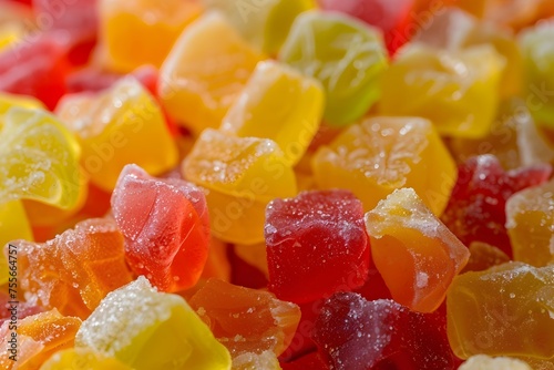 Colorful Gummy Candies Radiating Vibrant Hues in Close-Up Detail