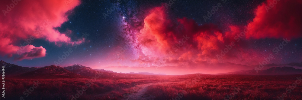 Fototapeta premium Sky Filled With Clouds and Stars