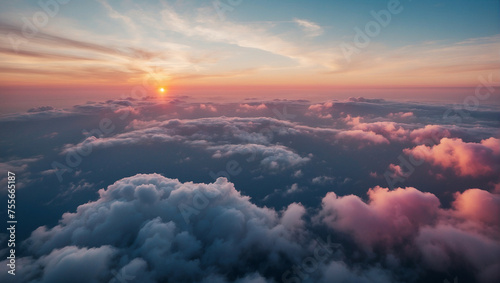 Sun Setting Over Clouds in the Sky photo