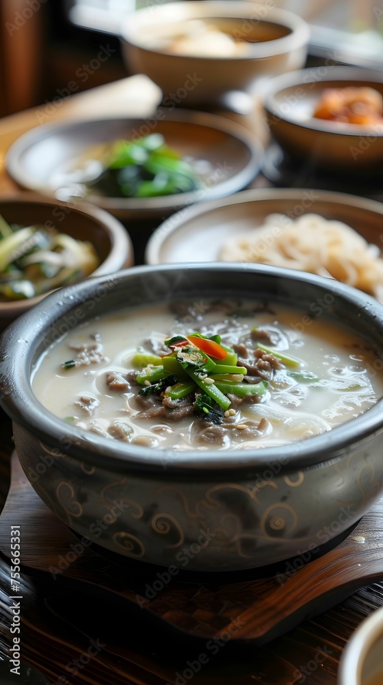 Seolleongtang ox bone soup milky broth slow cooked winter warmer