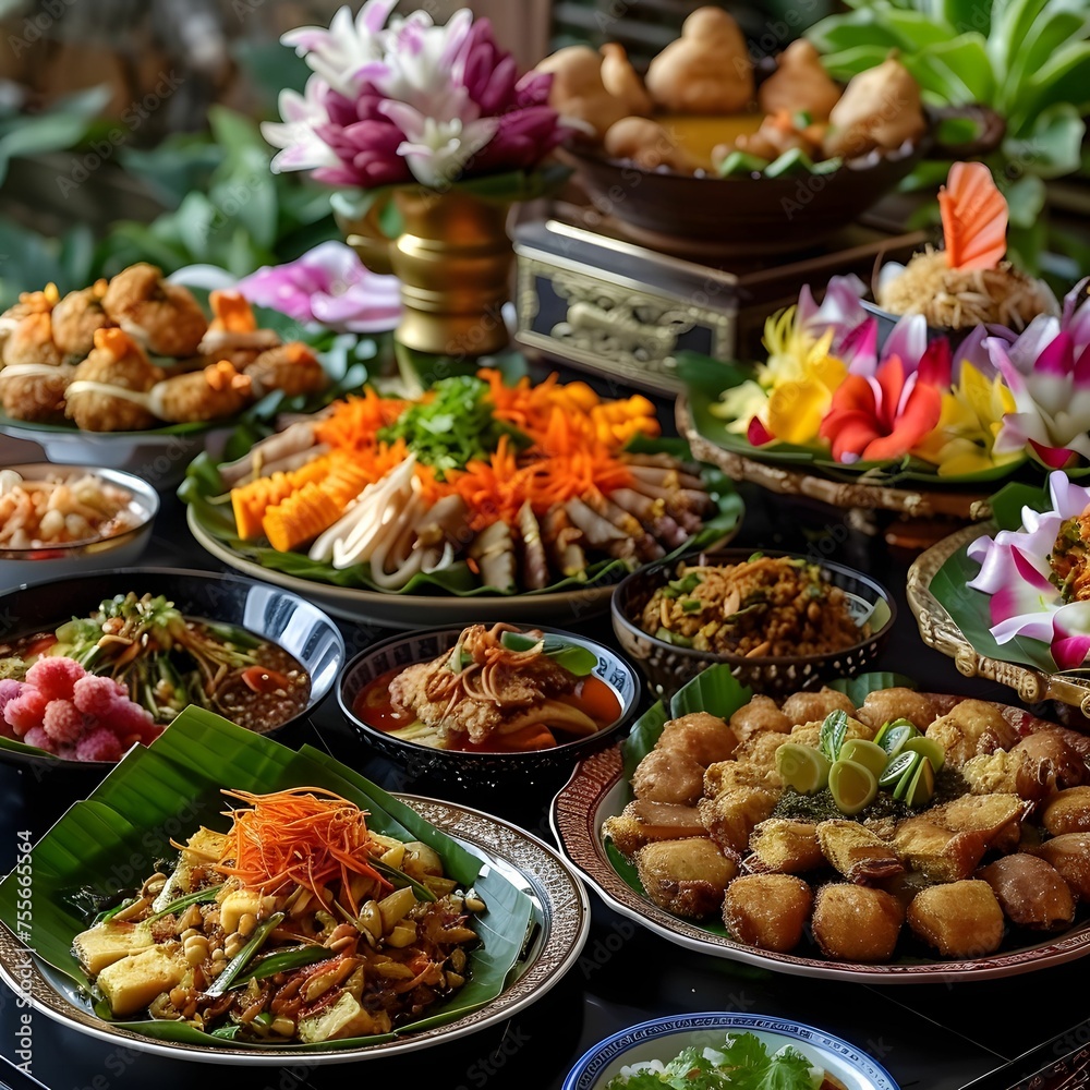 Obraz premium Songkran festival food celebratory dishes