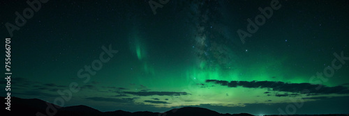 Glowing Green Aurora Bore in Night Sky