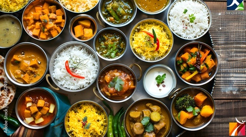 Traditional thali meal variety and color
