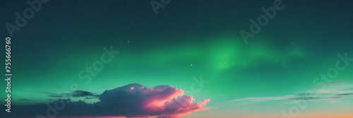 Vivid Green Aurora Borealis Over Clouds at Twilight