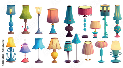 Artistic Lighting Decor for Interior Design: Colorful Collection of Various Table and Floor Lamps