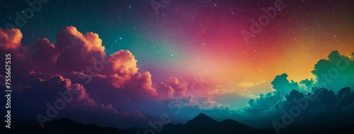 Colorful Sky Filled With Clouds and Stars photo