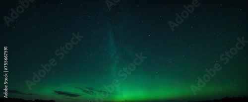 Green Aurora Borealis in the Sky