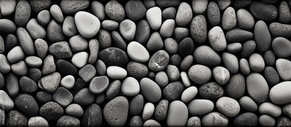 A monochromatic depiction of a group of rocks clustered together. The rocks vary in size and shape, creating an interesting visual texture against the stark background. A monochromatic depiction of a group of rocks clustered together. The rocks vary in size and shape, creating an interesting visual texture against the stark background.